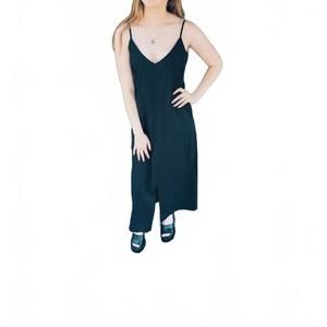 NEW GO BY GO SILK cotton slip'ry slope dress in black